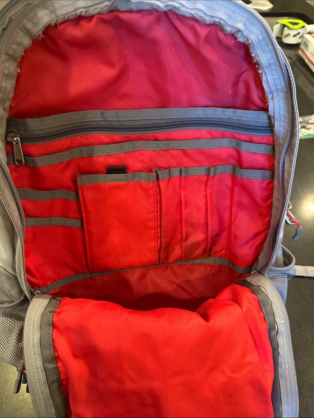 The North Face light gray backpack with pink bungee straps - Picture 3 of 4